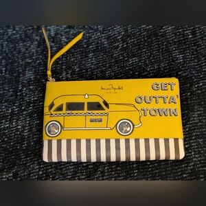 Henri Bendel New York Get Outta Town Clutch Large Pouch Yellow Taxi NWOT Black
